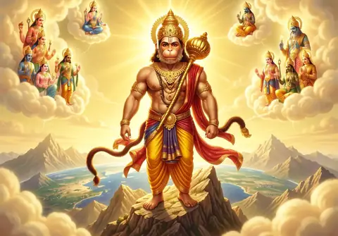 Illustration of Hanuman ji for Hanuman Chalisa chaupai 1, “Jai Hanuman gyan gun sagar”