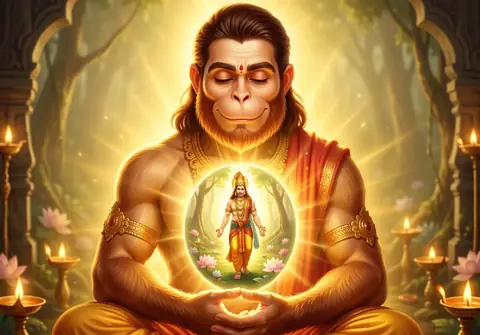 Illustration of Hanuman ji for Hanuman Chalisa chaupai 32, “Ram rasayan tumhare pasa”